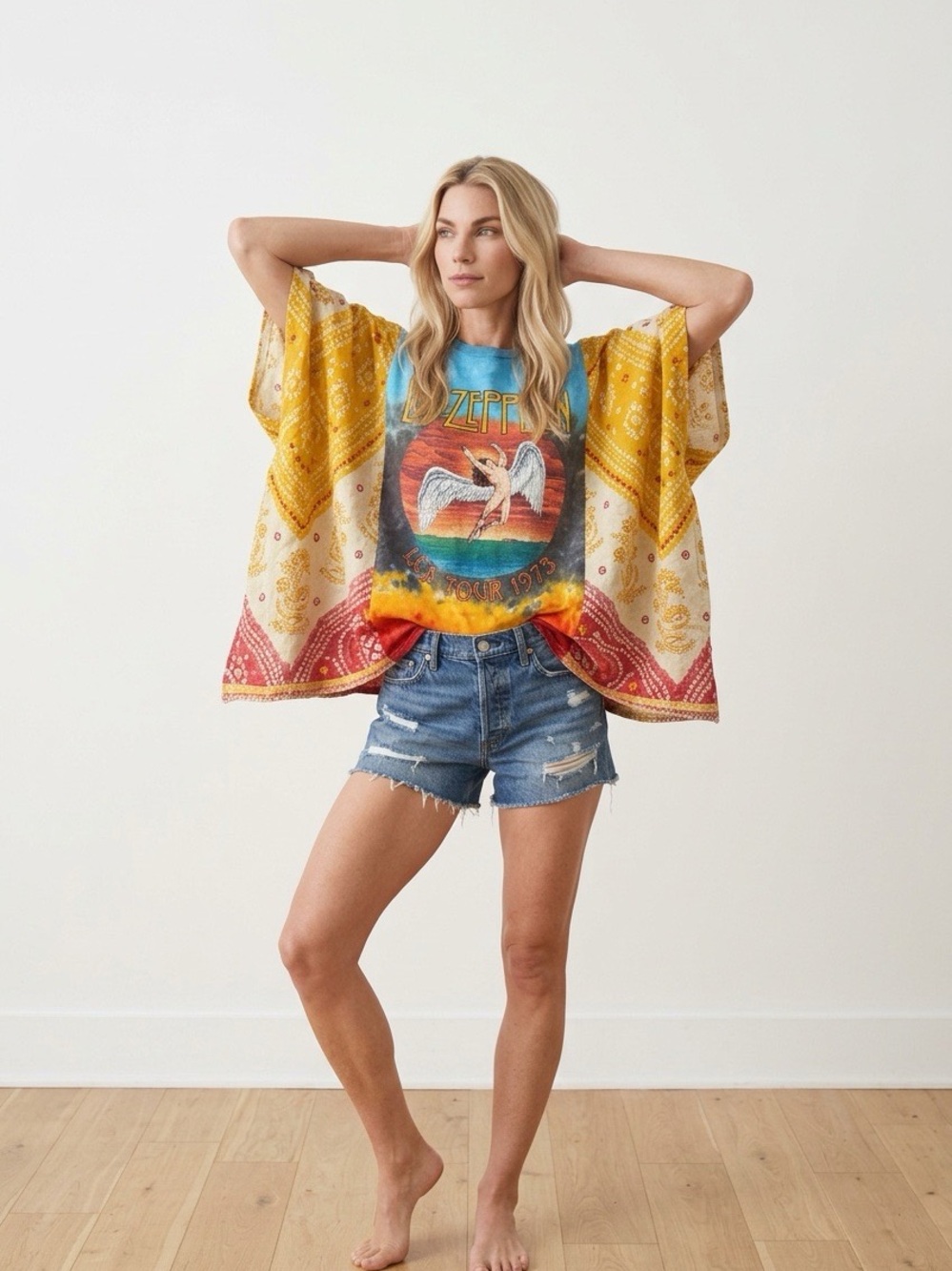 Handcrafted Upcycled LED Zeppelin Kantha Tunic NWT One Size